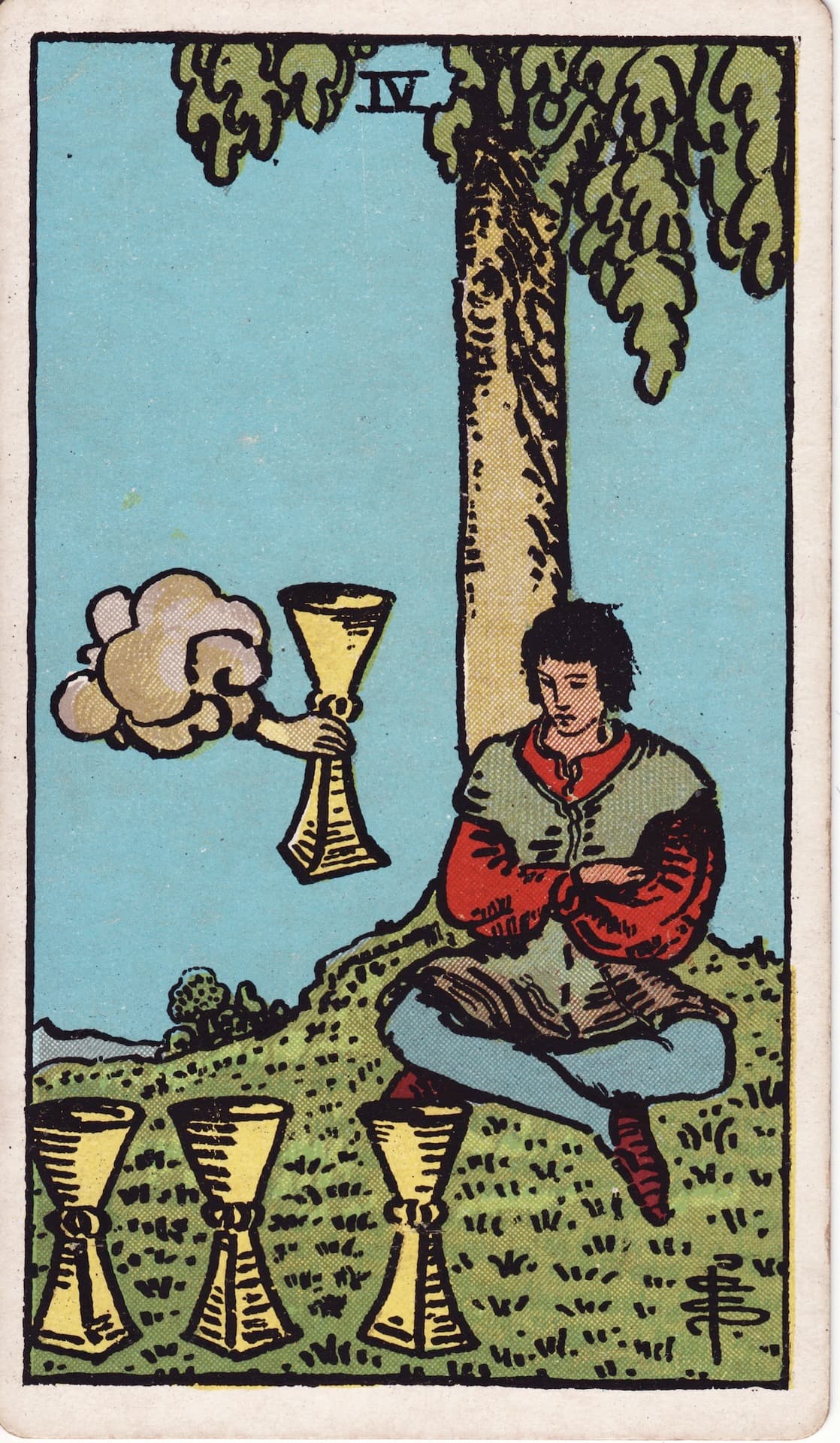 Cuatro de Copas — Arcano 4 del Tarot Rider-Waite