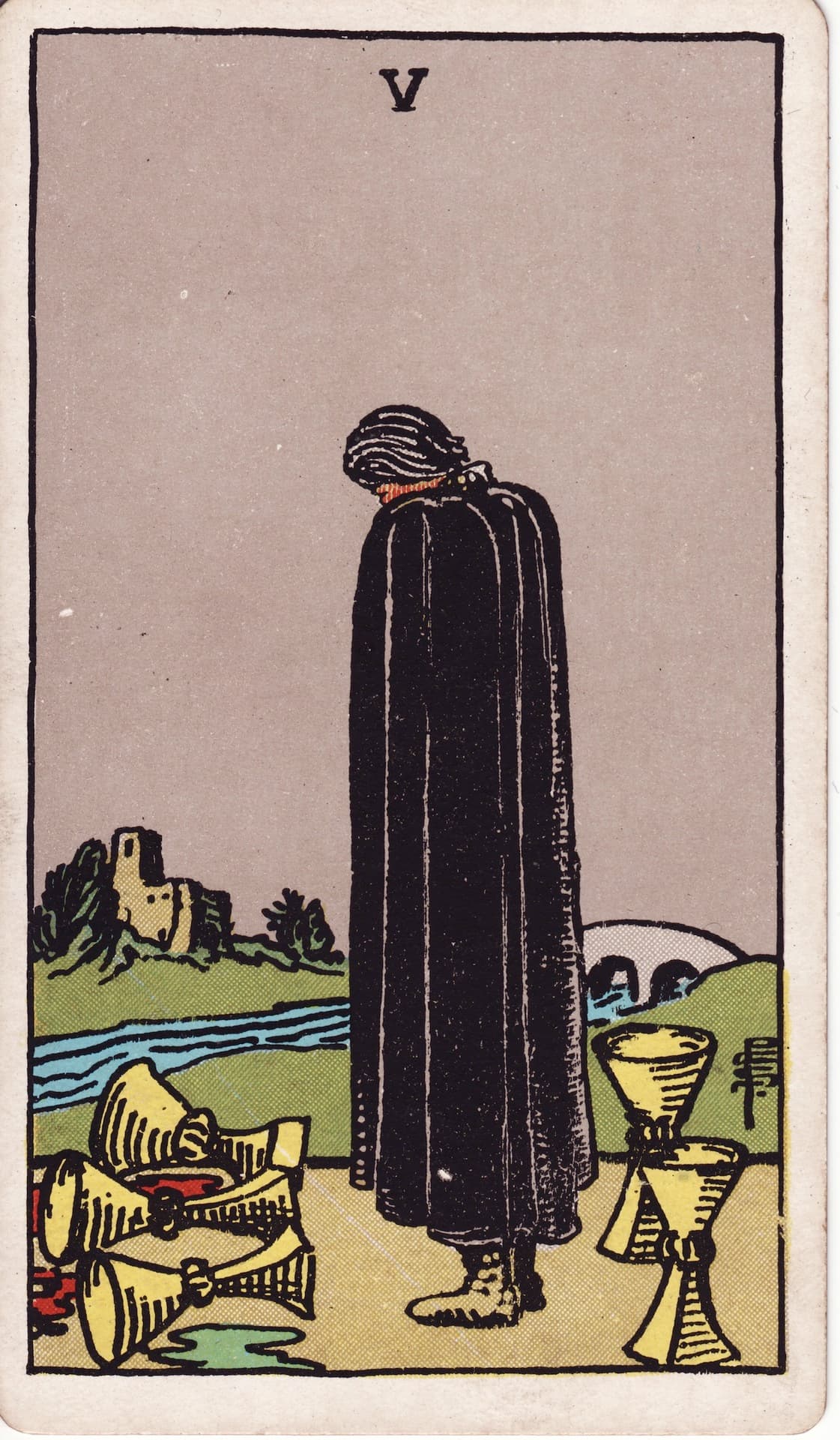 Cinco de Copas — Arcano 5 del Tarot Rider-Waite