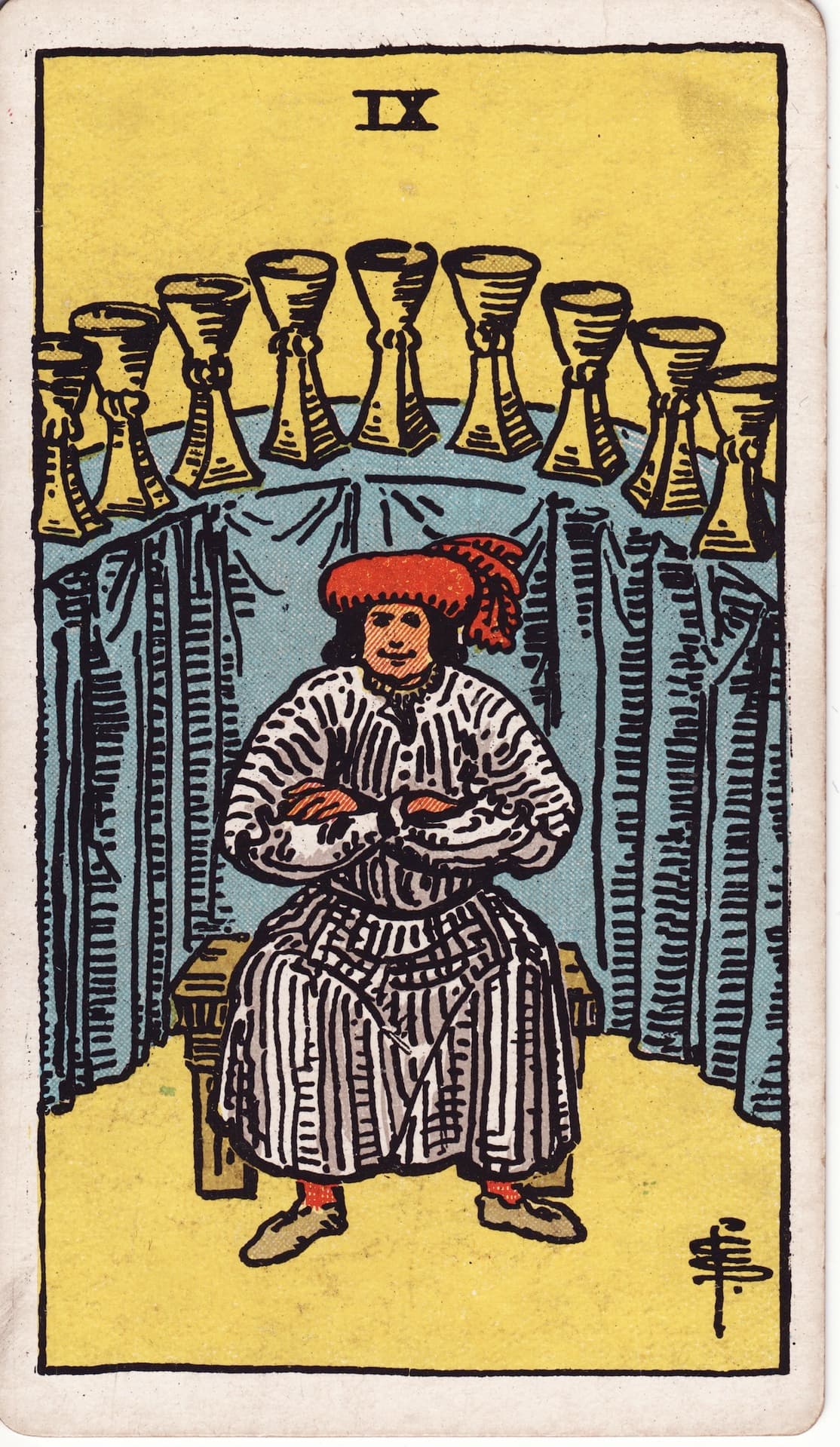 Nueve de Copas — Arcano 9 del Tarot Rider-Waite