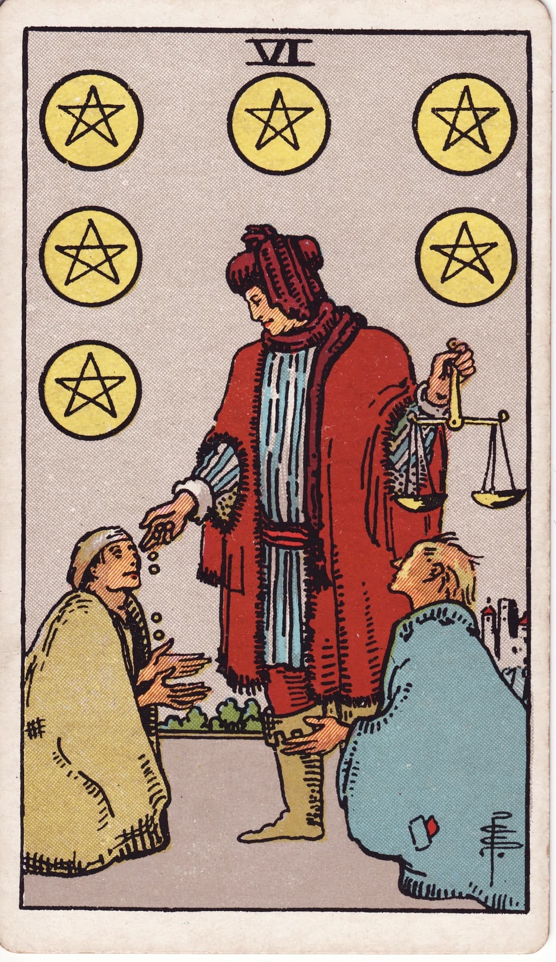 Seis de Oros — Arcano 6 del Tarot Rider-Waite
