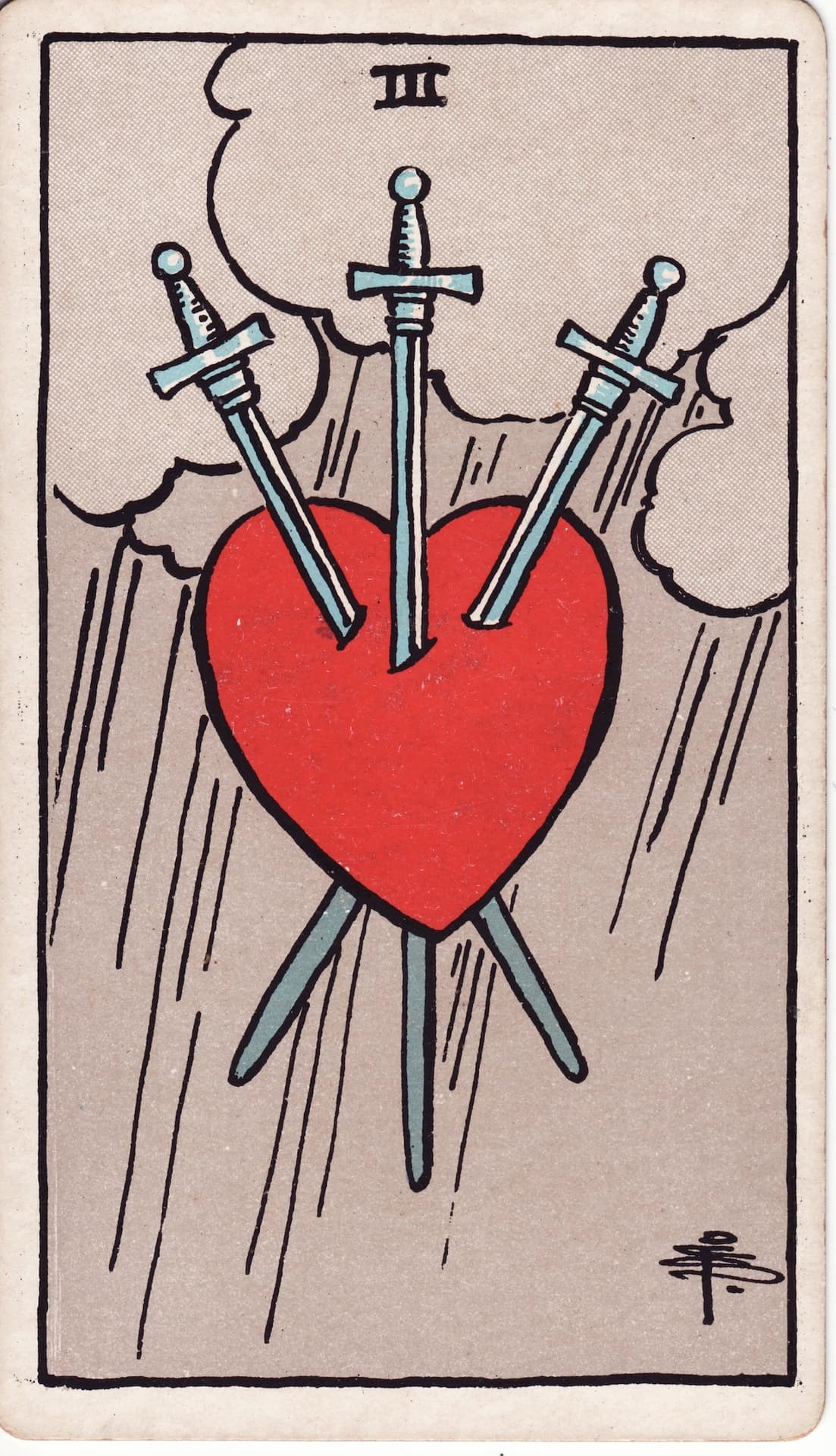 Tres de Espadas — Arcano 3 del Tarot Rider-Waite