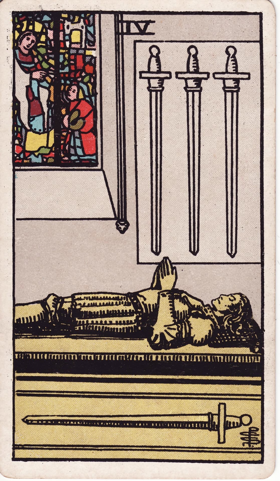 Cuatro de Espadas — Arcano 4 del Tarot Rider-Waite