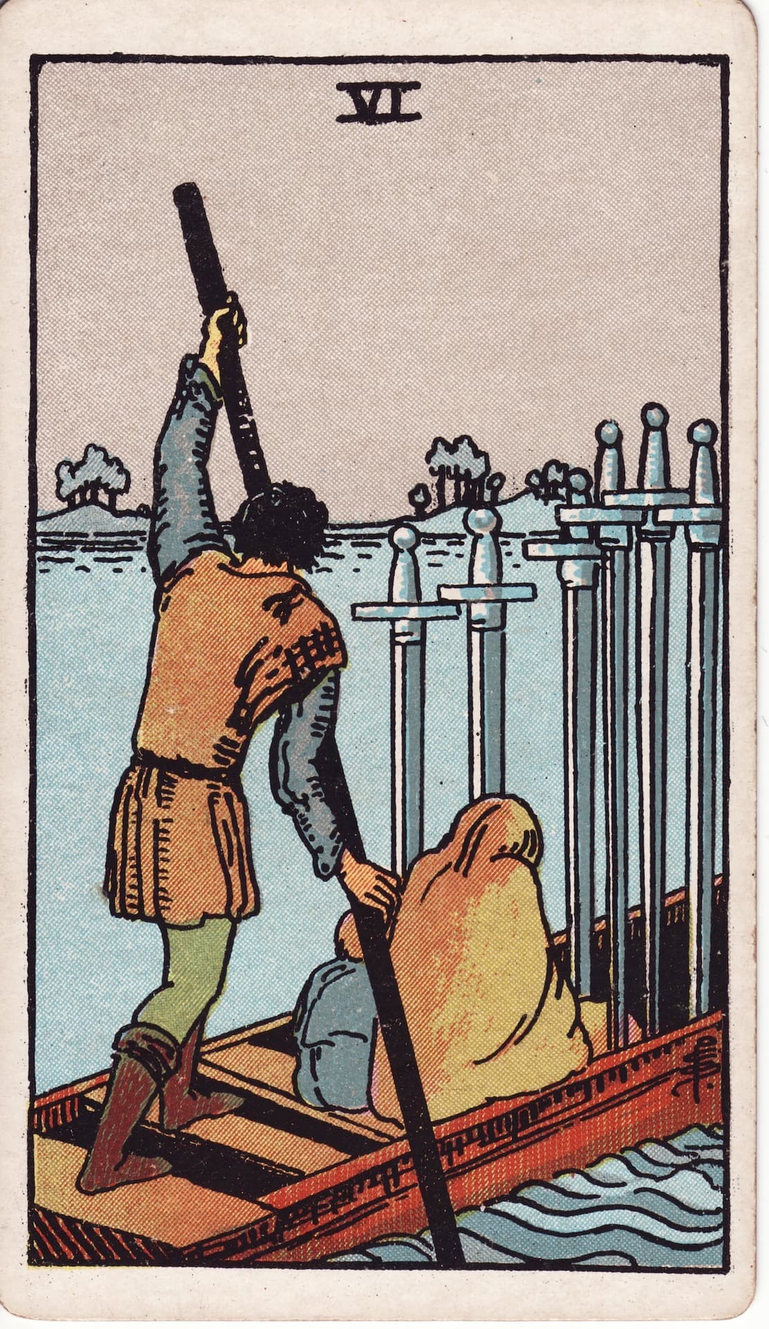 Seis de Espadas — Arcano 6 del Tarot Rider-Waite
