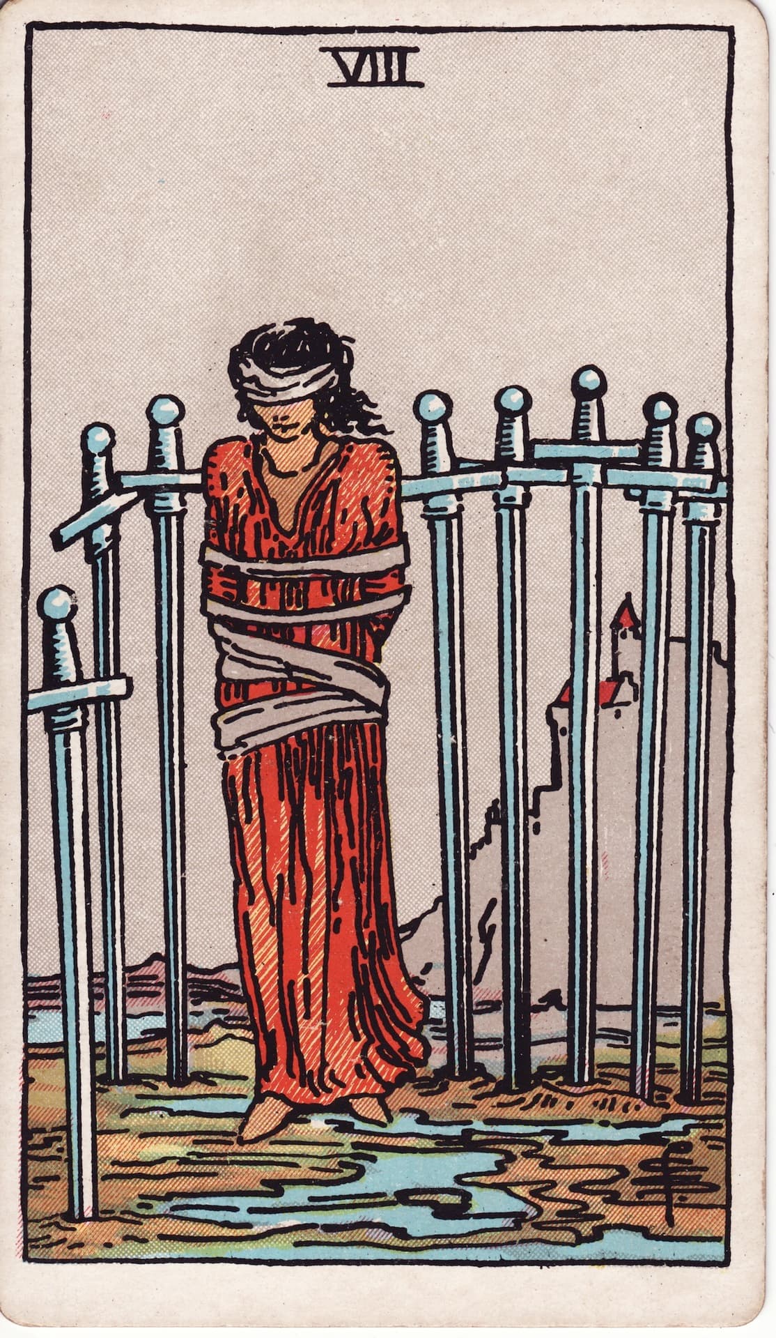 Ocho de Espadas — Arcano 8 del Tarot Rider-Waite