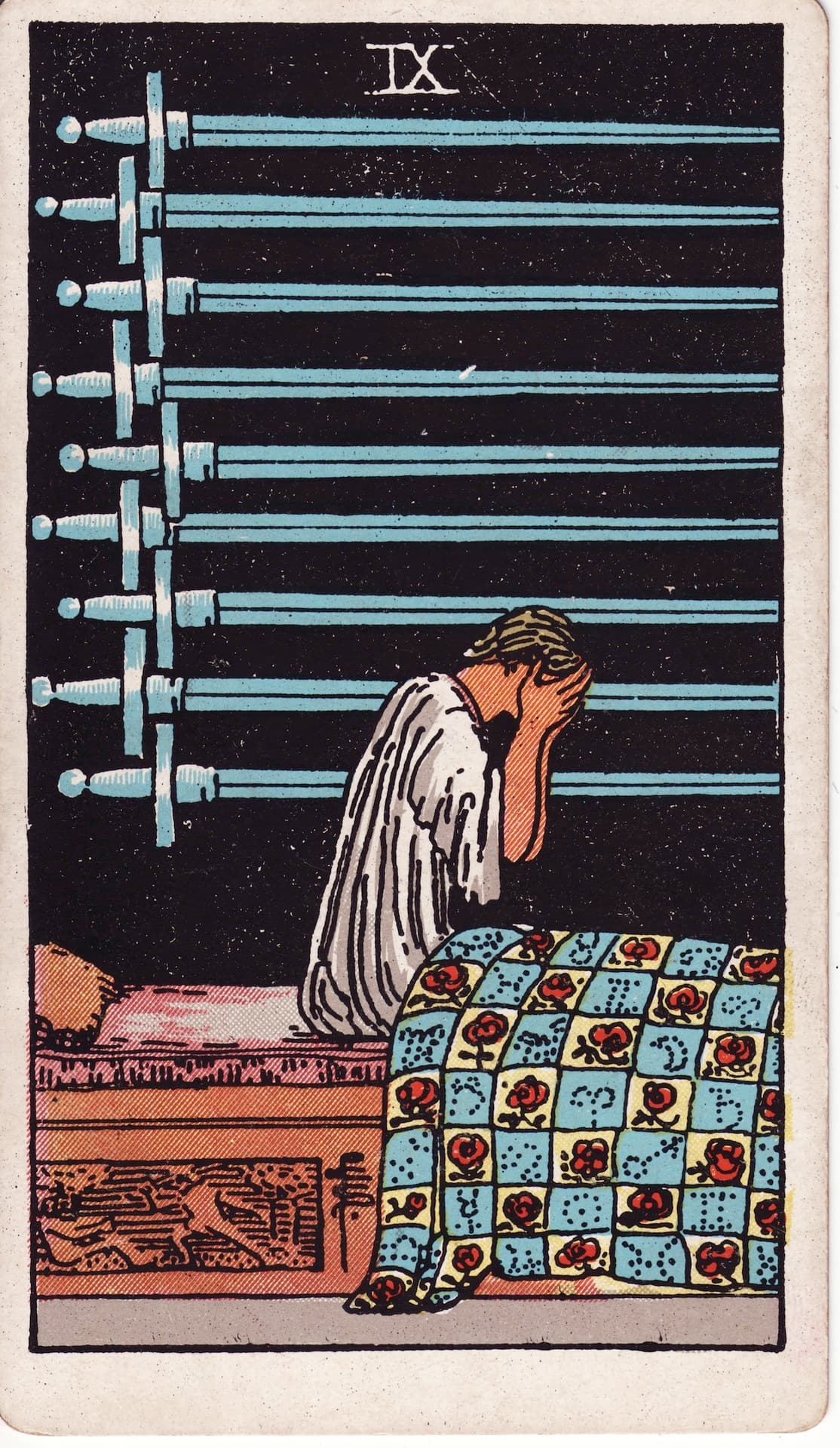 Nueve de Espadas — Arcano 9 del Tarot Rider-Waite
